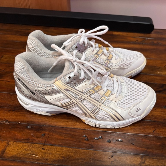Asics Shoes - ASICS Gel Rocket White and Gold Sneakers Size 7